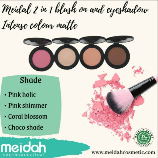 Meidah 2 in 1 Blush on'n Eyeshadow Intense Colour Pink Shimmer E3