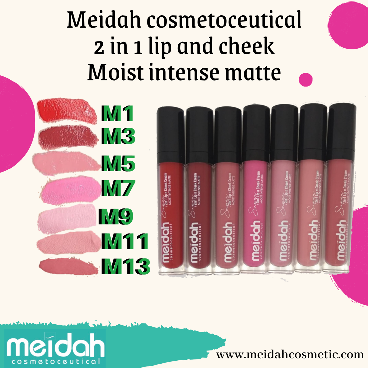 Meidah 2 in 1 lip'n Cheek Moist Instense Matte M7 Sabira
