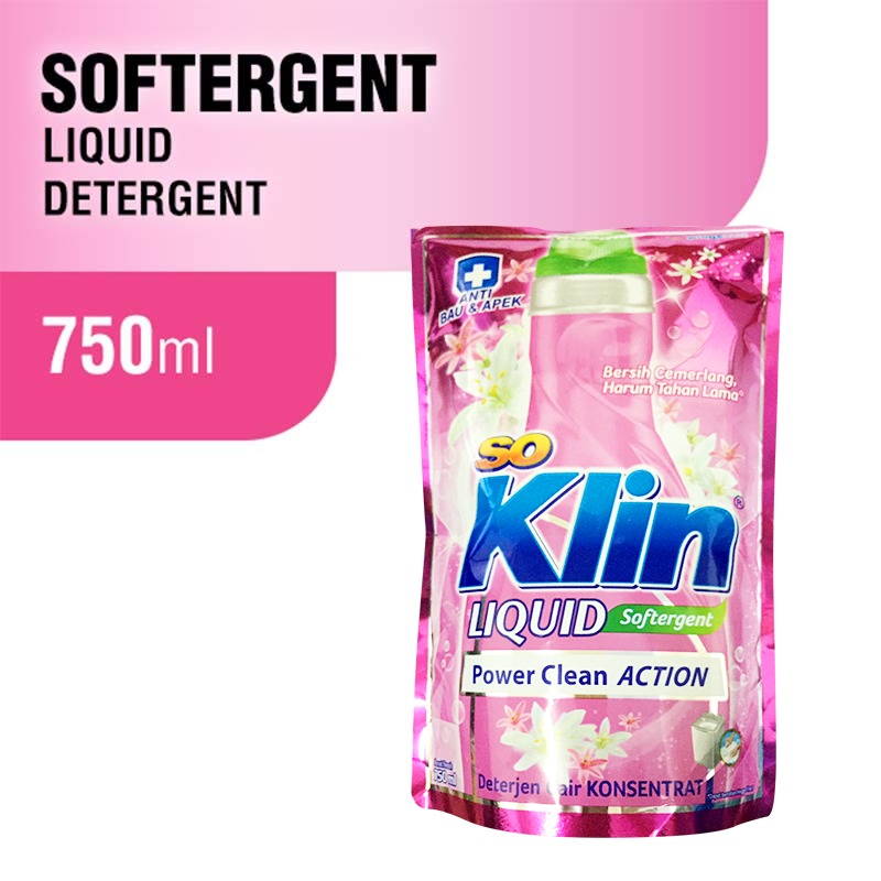 So Klin Liquid Detergent Softergent Pink Pouch 750ml